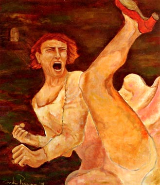 Karate porca misera (krijg nou wat) | 1998 acryl 120 x 100 cm