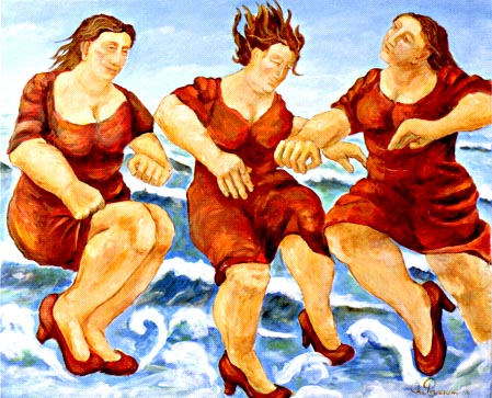 Jumping the waves | 2004 acryl 100 x 125 cm