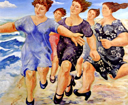 Uitgelaten op het strand | 2002 acryl 100 x 120 cm