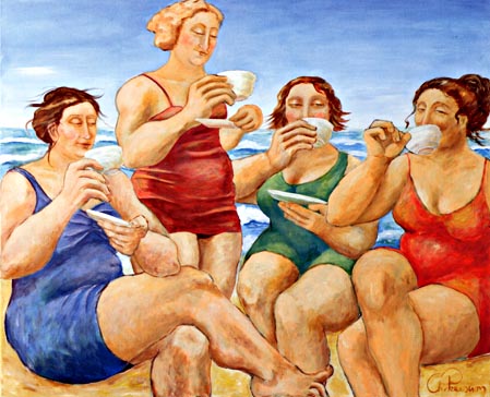 Thee op 't strand | 2005 acryl 115 x 125 cm 