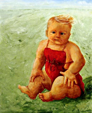 Baby in 't gras | 2006 acryl 40 x 30 cm 